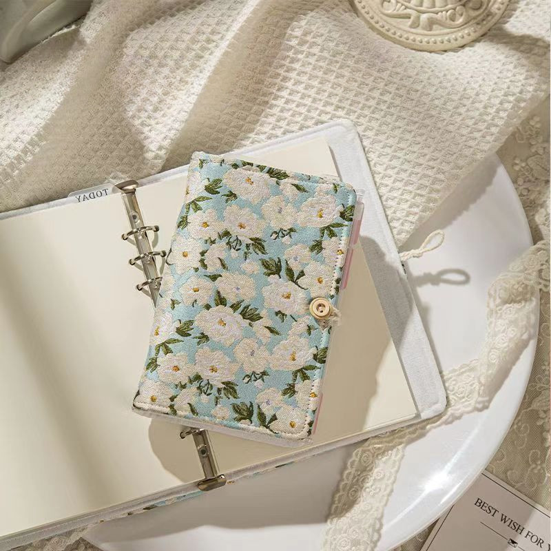 

A6&A5 Floral Fabric Handwritten Loose-leaf Binder Book Embroidered Flower Notebook Advanced Design Notebook High Beauty Notebook