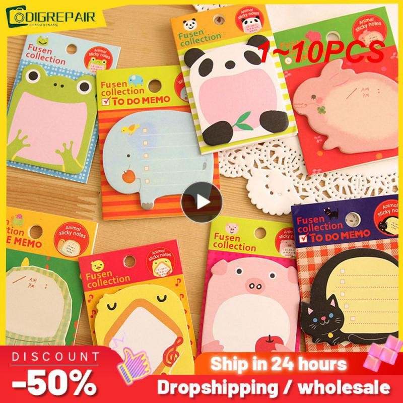 

1~10PCS lot Creative Stationery Animal Series Cute Paper Memo Pad / Sticker Post Sticky Notes Notepad School Office Supplies
