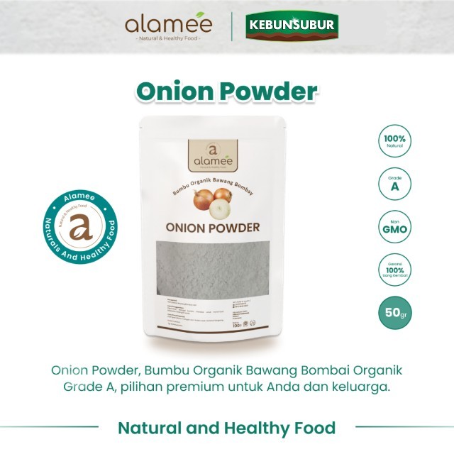 

ALAMEE Bawang Bombay Bubuk Onion Powder Ground Spice Bumbu Bombai Dapur Organik Seasoning 50 Gram kebunsubur Kebunsubur