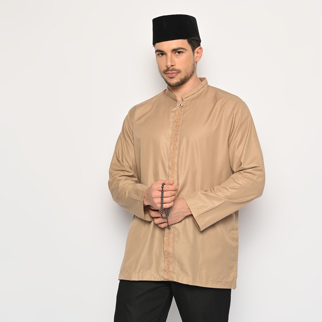 Salman - Kemeja Baju Koko Oblong Premium Pria Dewasa Bordir Lengan Panjang - Koko Shafi ARY 102