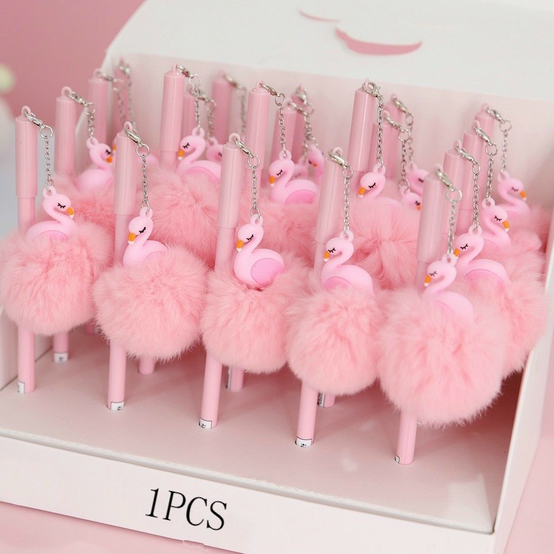 

1pc Beautiful Pink Flamingo Gel Pen Plush Swan Pens for School Writing Girl Gifts Kawaii Neutral Pens School Supplies Stationery