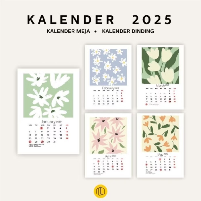 

Andma Kalender 2025 Dinding Meja Motif Floral Aesthetic - Meja