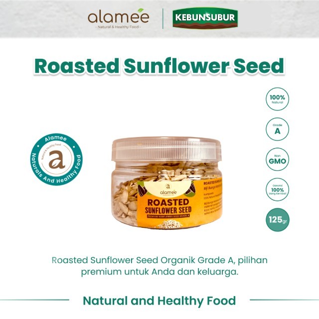 

ALAMEE Roasted Sunflower Seed Biji Bunga Matahari Kupas Oven Biji Kuaci Panggang PREMIUM 125gr kebunsubur