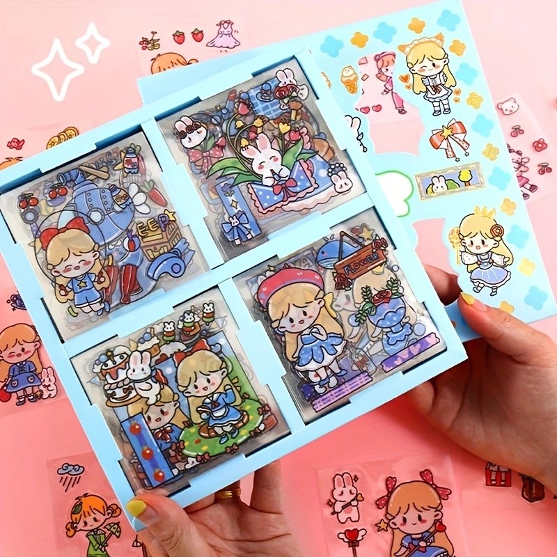 

100 Sheets Cute Cartoon Journal Sticker Gift Box PET Kawaii Stationery Scrapbooking Decoration Material Diary Phone Stickers DIY