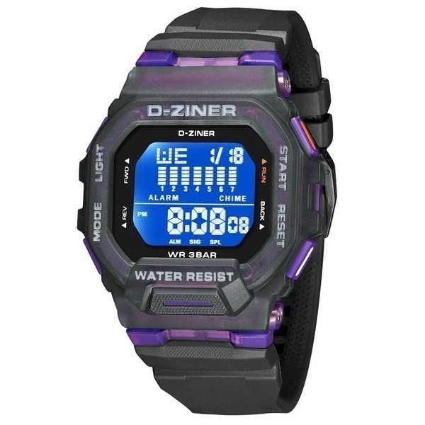 Original Jam Tangan Digital Dziner 8312 Rubber Water Resistant 3 Atm