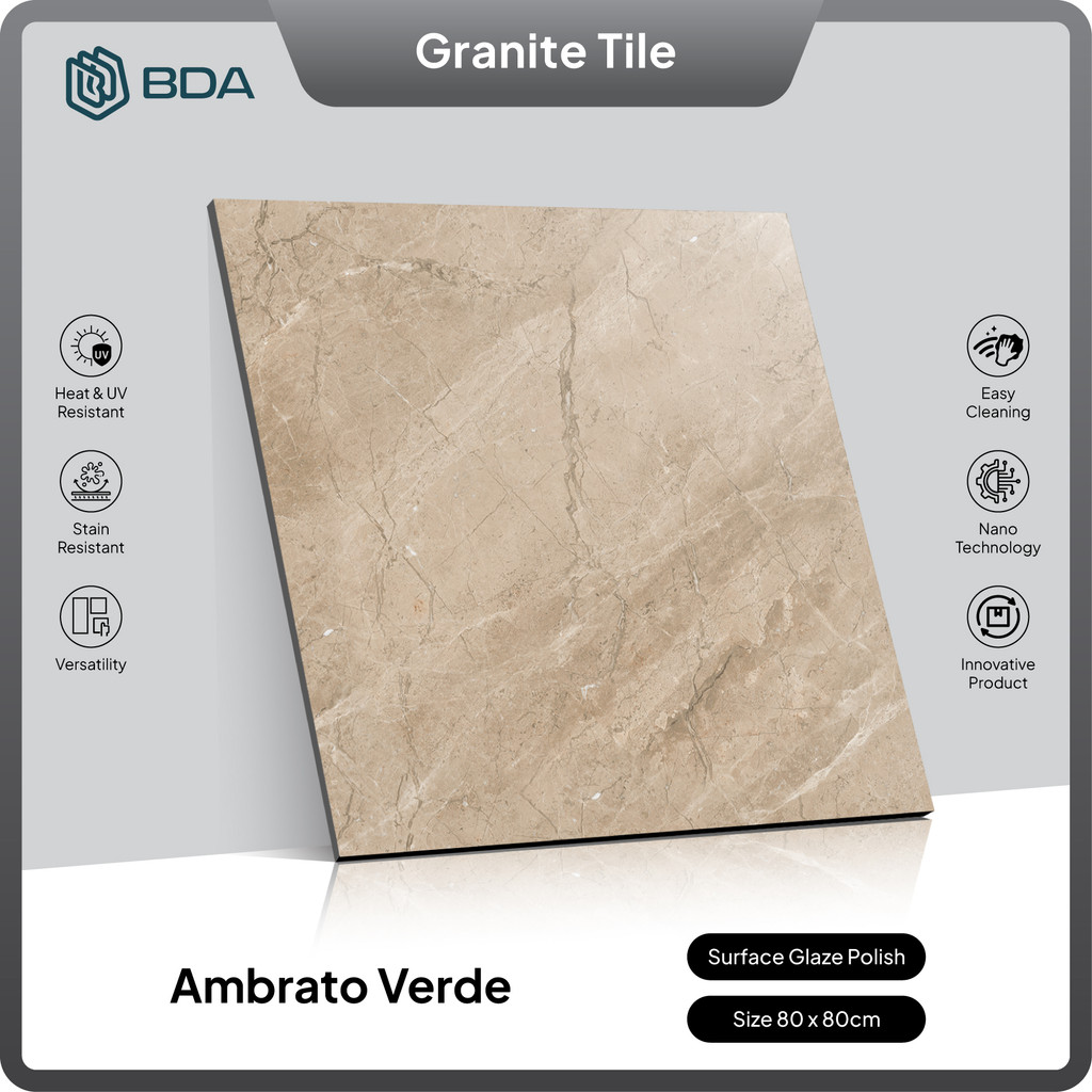 BDA Granite Tile Granit 80x80 Keramik 80x80 Keramik Lantai 80x80 Keramik Dinding Ambrato Verde