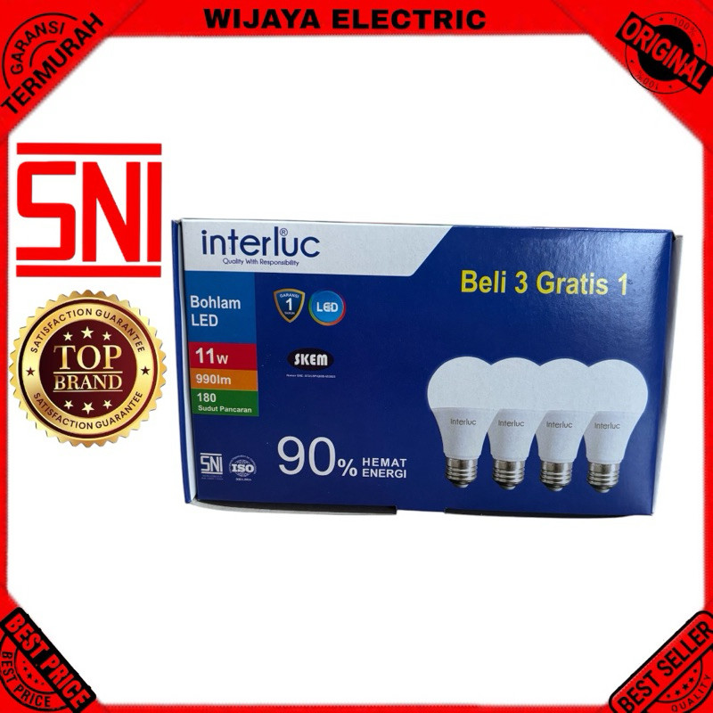 interluc lampu led bulb 11 watt beli 3 Gratis 1 Garansi resmi 1 tahun