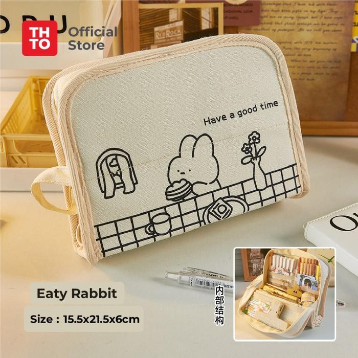 

[NEW] THTO Tas Tempat Pensil Case Pouch Minimalis Anak Sekolah Gulu Gulu Canvas Stationery Kantor A154 - Rabbit Eat