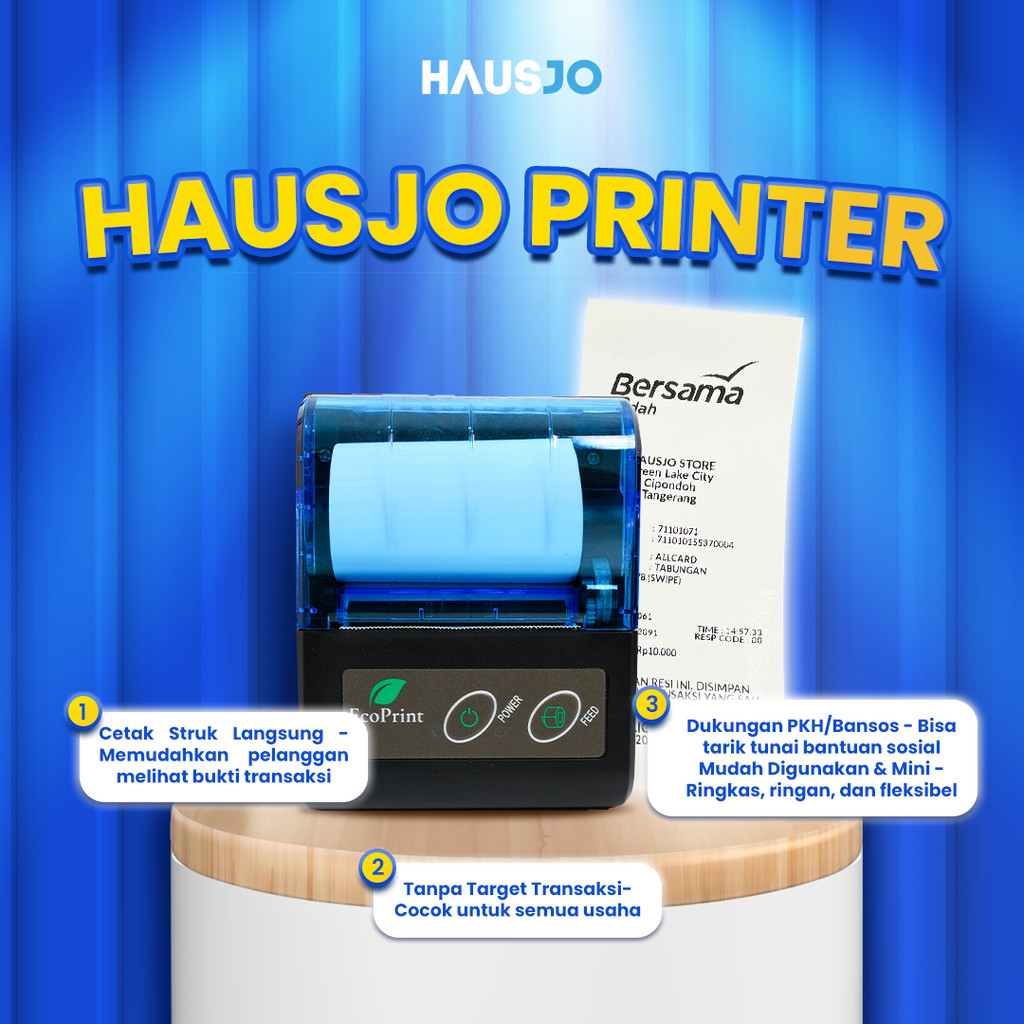 Mesin Printer Struk Mini ATM Bluetooth - Portable & Praktis