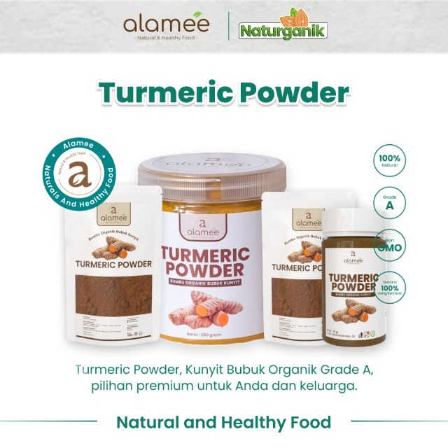 

ALAMEE Kunyit Bubuk Turmeric Powder Ground Bumbu Dapur Instan Organik Murni Asli Seasoning Naturganik