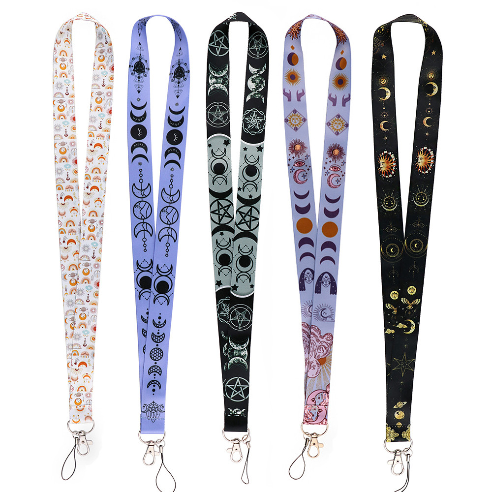 

DZ1728 Triple Moon Goddess Wicca Witch Pentagram Magic Amulet Keychain ID Card lanyard Key Ring Badge Holder Jewelry