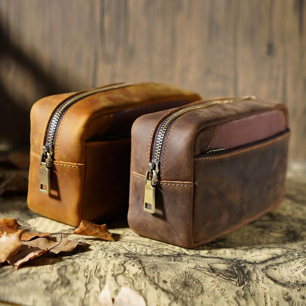 

Fromthenon Real Leather Pen Pencil Bag Vintage Pencil Case Storage Pencil Pouch for Pens Stationery School
