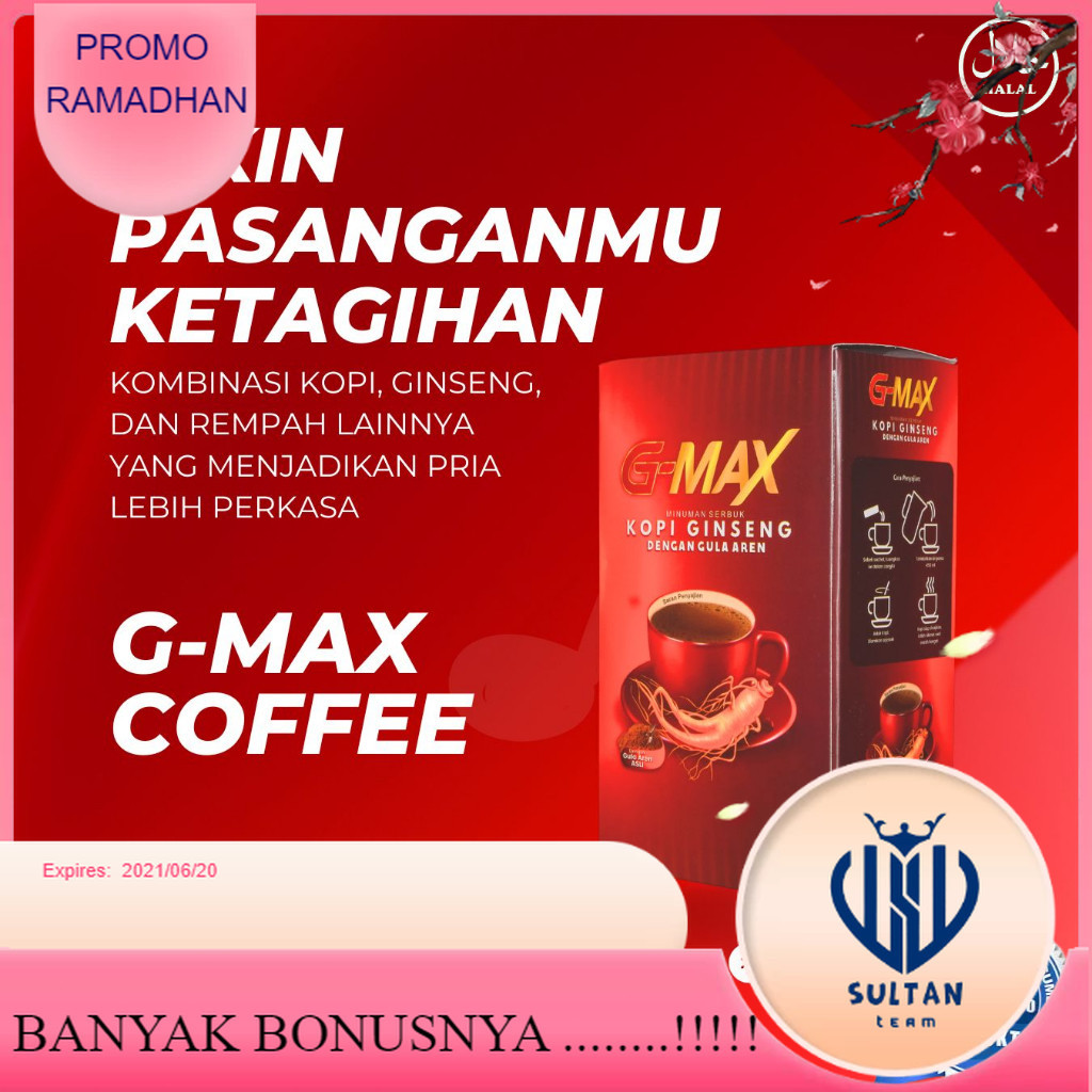 

SBR TERLARIS! G-MAX COFFE - KOPI GINGSENG PENAMBAH STAMINA PRIA DEWASA ORIGINAL BPOM