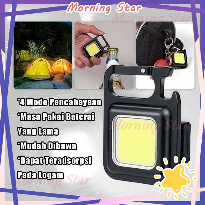 Senter Mini LED COB/Gantungan Kunci Besi Lampu Kecil/Keychain Camping USB Type-C/COB Rechargeable Ke
