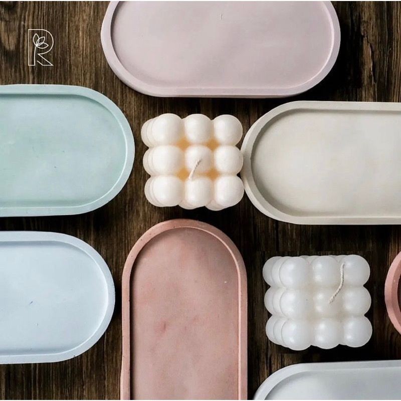 Oval Coaster Concrete | Tatakan Oval | Tray  Pot - Tatakan Pot Semen | SOUVENIR PERNIKAHAN