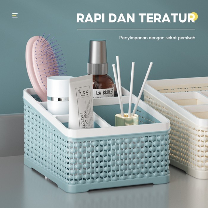 

KKV SUNMIKI Desk Organizer Keranjang Meja Kecil Serbaguna - Biru