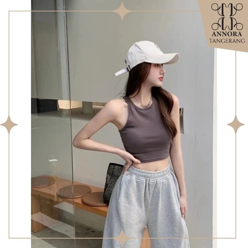 Annora Knit Crop Tank Top with cup pakai cup / crop top / tank top rajut / tank top zara tank top hn