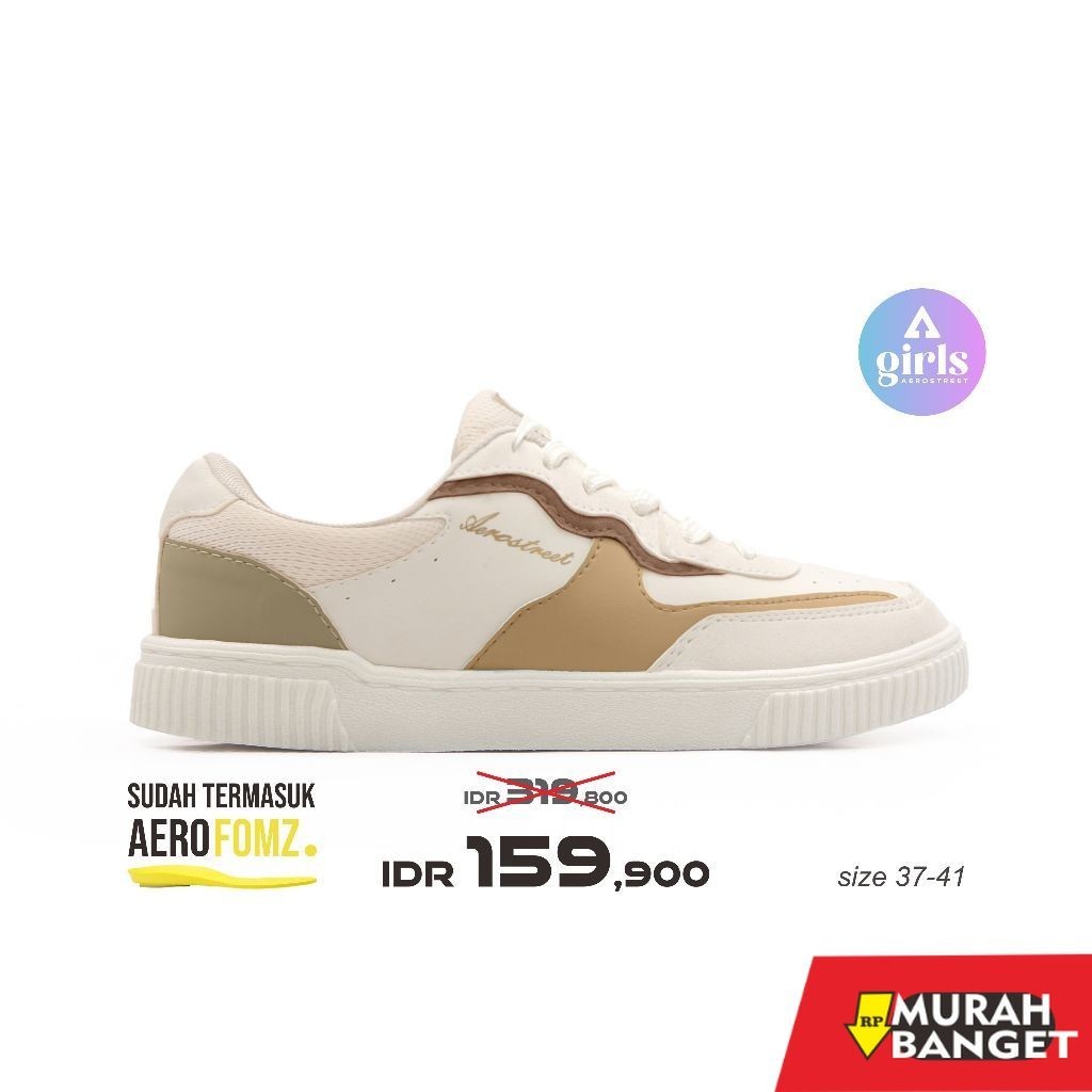 Sepatu running wanita- Aerostreet 37- 41 Grace Natural Natural Mocca - Sepatu Sneakers Casual