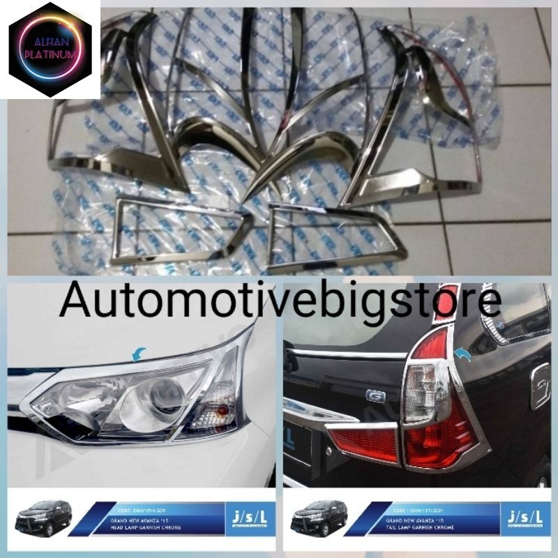 Paket Garnish Cover Lampu Depan Belakang Grand New Avanza / Great New Xenia 2016 2017 2018 Jsl Chrom