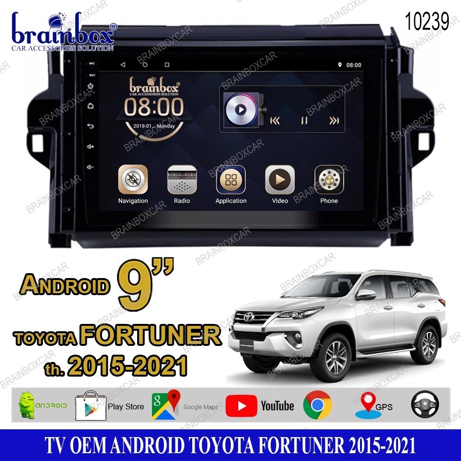 Brainbox TV Mobil OEM Toyota Fortuner 2015-2021 Android Headunit Tape Mobil Head Unit