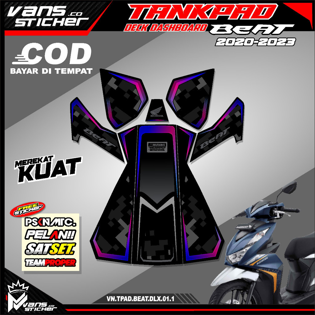 Stiker Striping Pelindung Dashboard Tankpad Beat Deluxe/Beat Street 2020 2021 2022 2023 (body protek