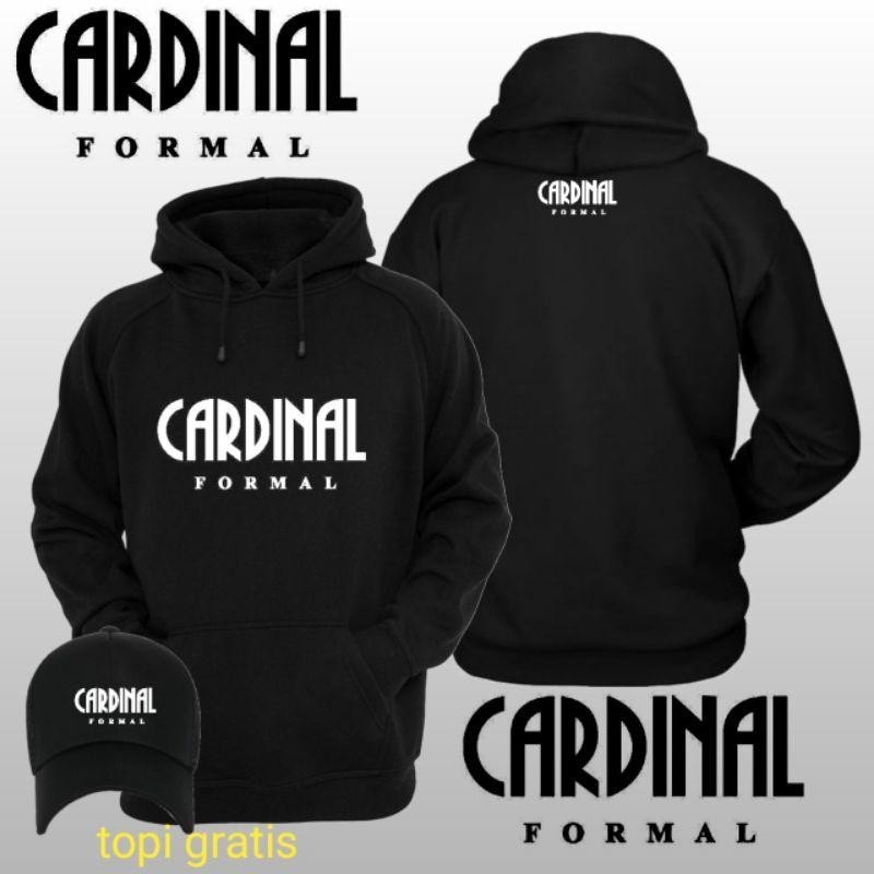 Plus Topi Hoodie Cardinal Formal Depan Belakang Sablon Putih Sweater Keren Pria Wanita Dewasa Terbar