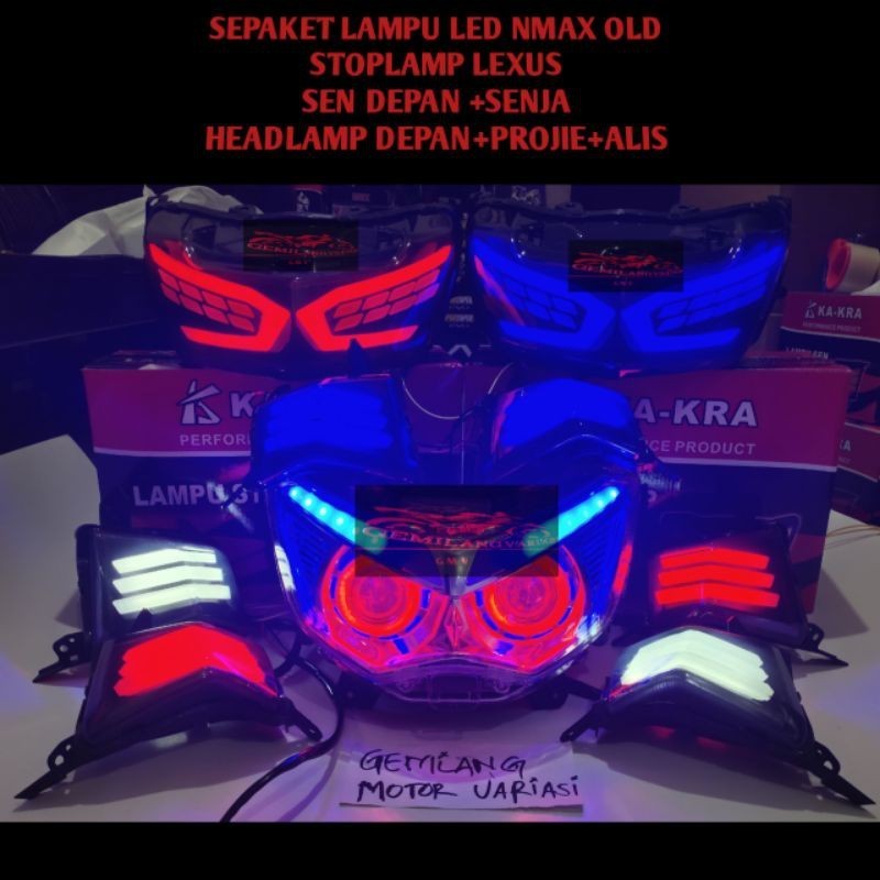 FLASH SALE Paketan Projie Nmax Old Set Headlamp Plus Stoplamp Lexus Plus Lampu Sein Senja Depan Led 