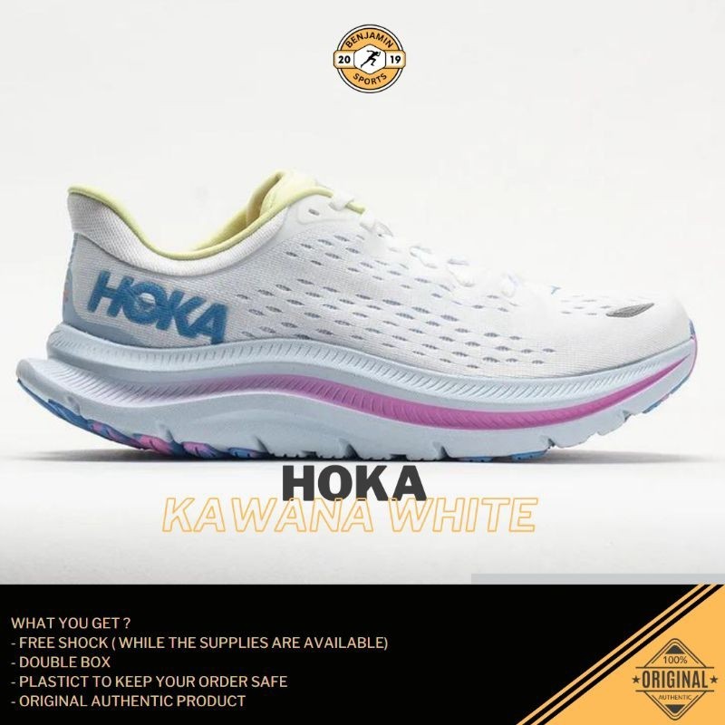 Hoka Kawana Womens Road Running Shoes - White / Ice Water