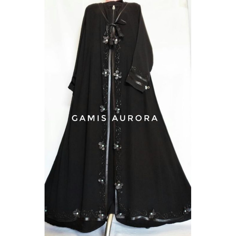 ABAYA AURORA - abaya hitam jetblack ummi collection