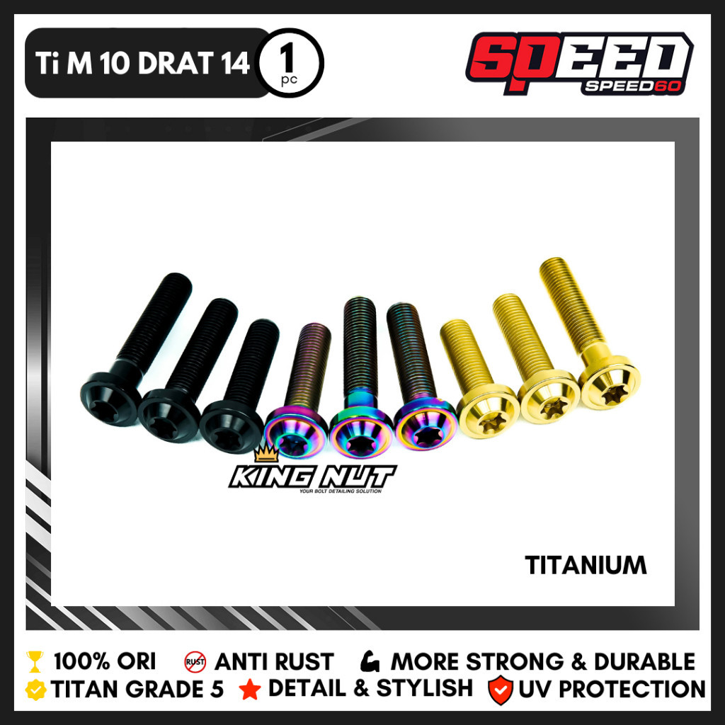 Baut M 10 x 120 Drat 14 x 120 Baut Titanium Grade 5 Probolt Thailand King Nut