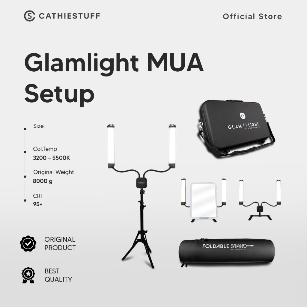 Cathiestuff Glamlight MUA Setup - Illuminate Mirror | Lampu Rias Professional MUA Premium Multifungs