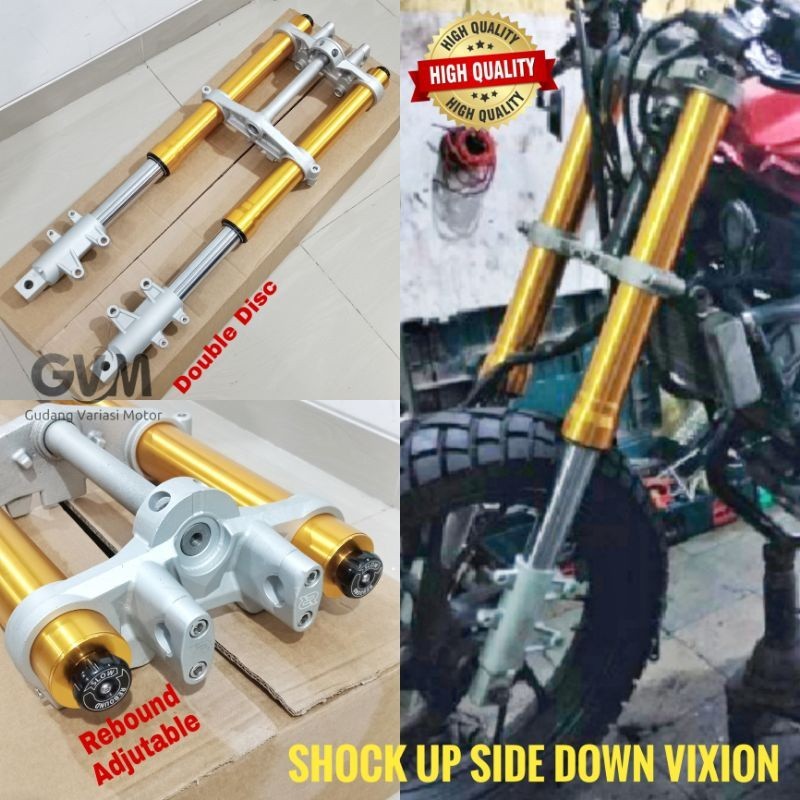 Shock Depan Up Side Down Vixion Gold Cnc Double Disc Skok Depan Usd Vixion