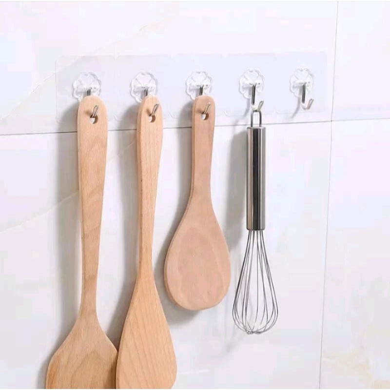 Hanger Wall Gantungan Hook Magic Tempel Dinding  Kunci Tas Alat Dapur  bening