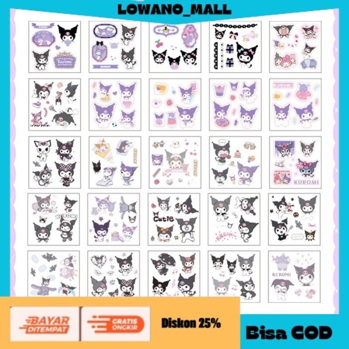 

[[BEST QUALITY]] TERLARIS Sticker Kuromi Cinamoroll Stiker Anak Lucu Murah Isi 25 Lbr Tahan Air KUROMI COD