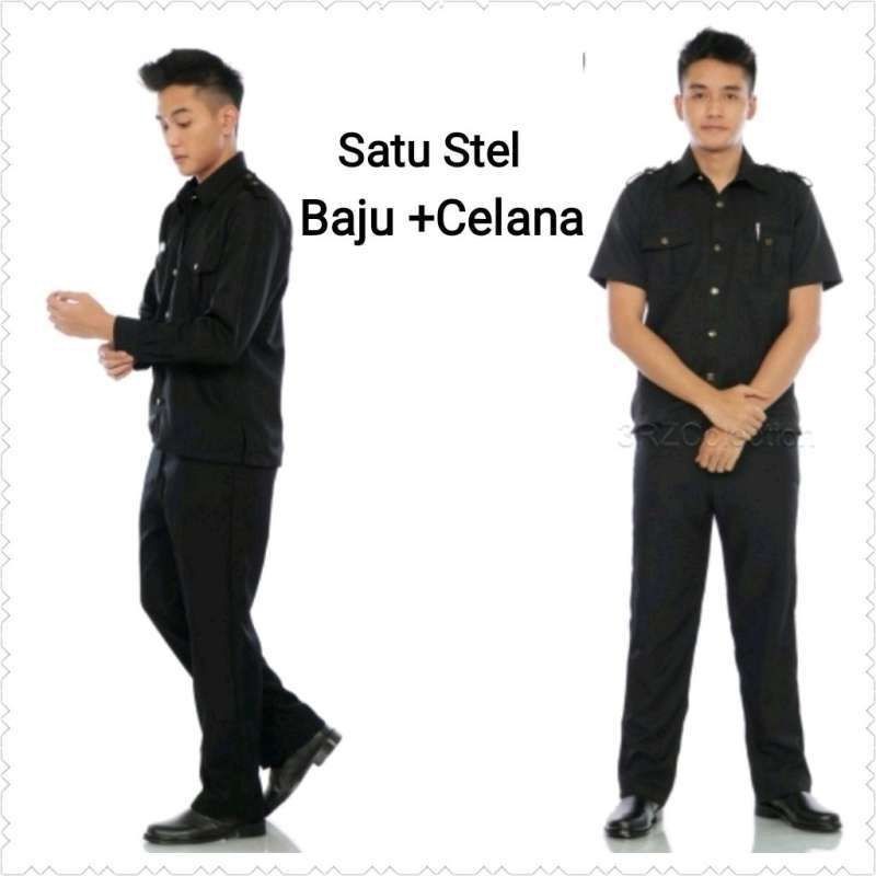 Mssashop 1 stel baju safari security seragam safari hitam terbaru Mraygis_store