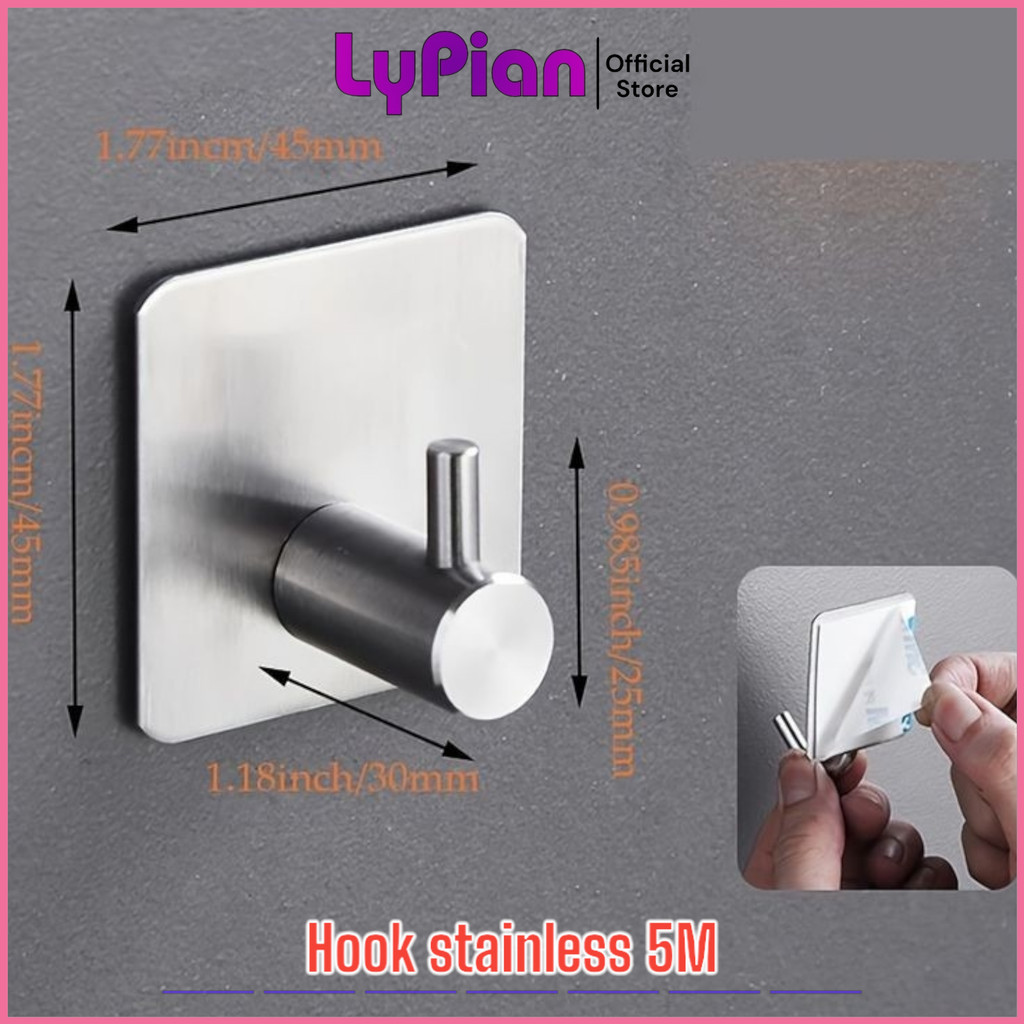 Hook Besi Dinding 3M Gantungan Stainless Dinding - Hook Besi Tempel Kuat