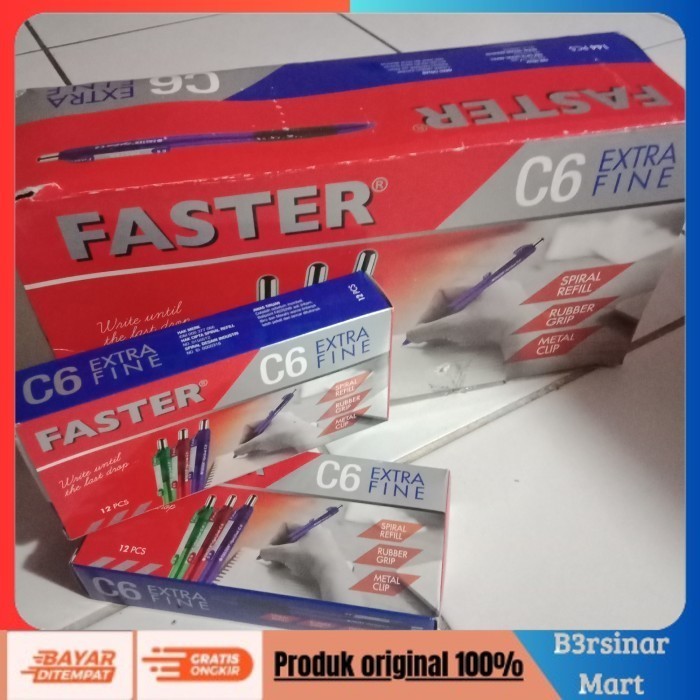 

[[KUALITAS TERBAIK]] Pulpen Faster C6 HITAM 1 lusin COD