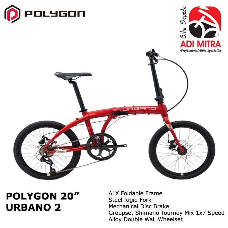 PROMO SUPER SALE Polygon Urbano 2 Sepeda Lipat 7 Speed (20 inch) Folding Bike