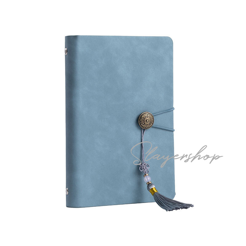 

lkjj 160 halaman Buku catatan kulit yang elegan Binder A5 Binder dengan liontin simpul Cina Klip