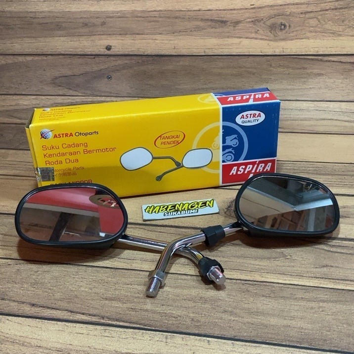 kaca spion sepion aspira kualitas ori drat 14 tangkai pendek krom crom chrome retro klasik classic c