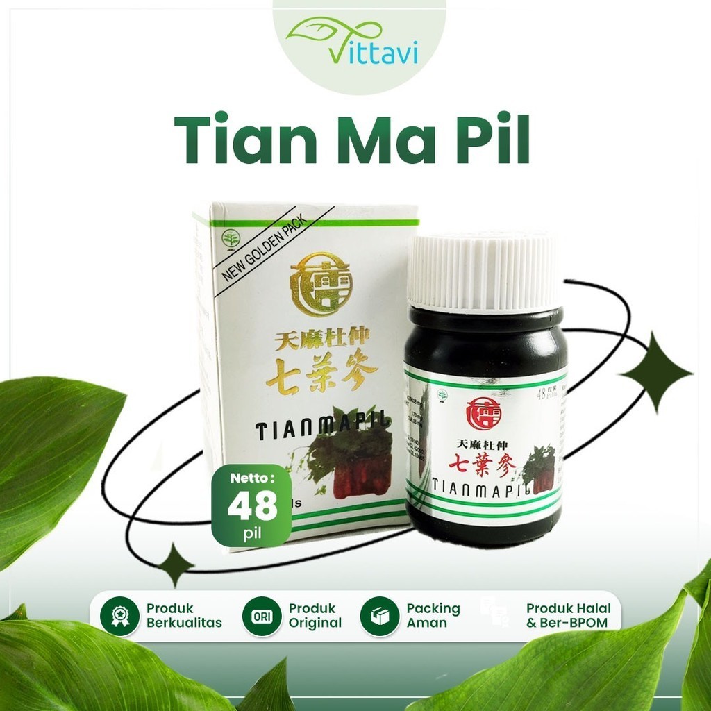 ☘️Vittavi☘️ Tianma Pil Tian Ma Tu Chung Seven Leave Ginseng Original  Obat Herbal Asam Urat Rematik Nyeri Otot Sendi Pegal Linu
