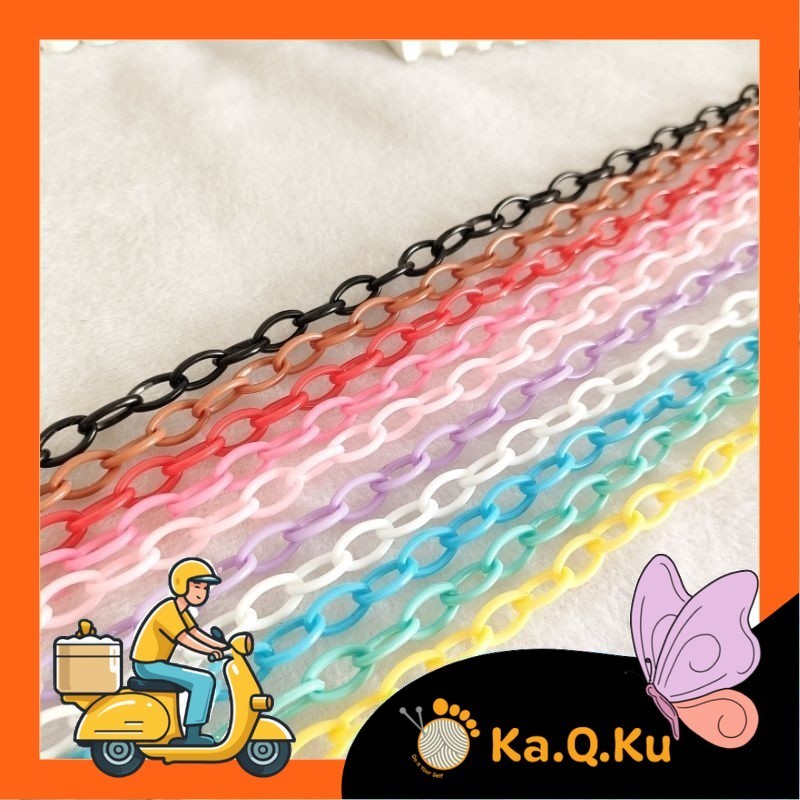 Rantai Plastik Akrilik panjang ±50cm - Rantai Bahan Gantungan Kunci - Rantai Bahan Strapmask