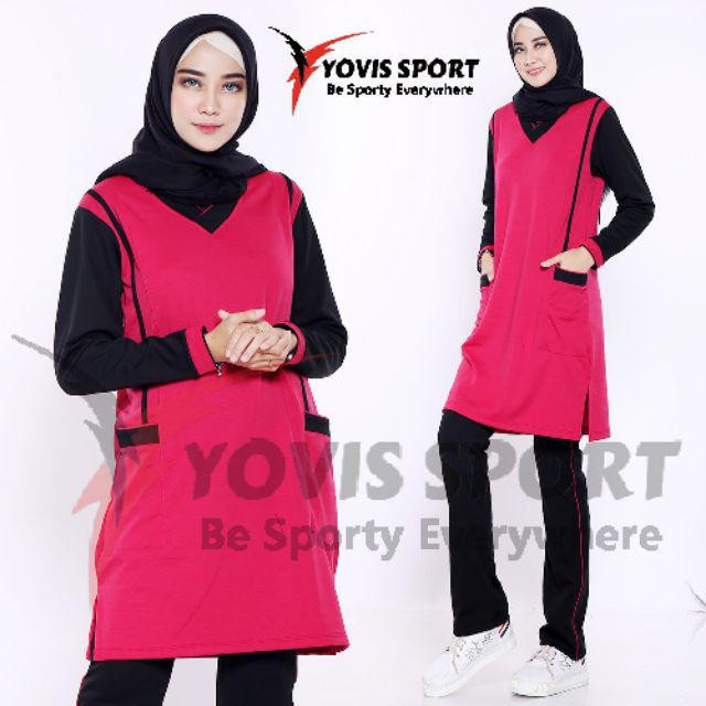 Setelan tunik jumbo termurah /baju senam ternyaman Yovis Sport /Hijab