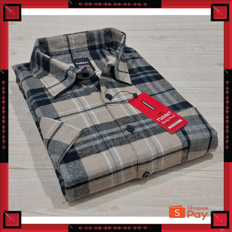 KAIN ADEM LEMBUT HALUS TEBAL / kemeja flanel lengan pendek jumbo pria xxl xxxl xxxxl kemeja flanel b