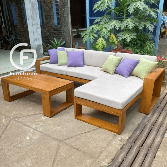 Kursi Tamu Jati Minimalis Grade A Premium Jepara | Kursi Sudut Sofa