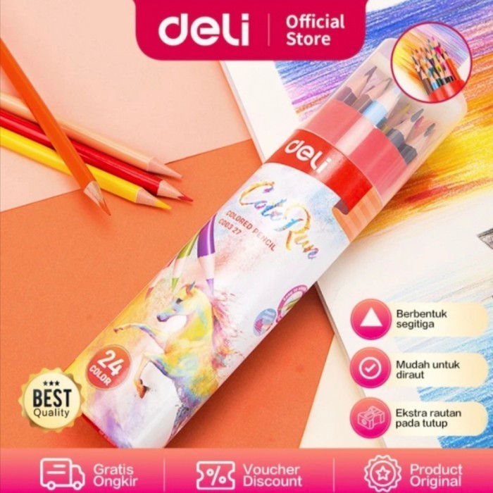 

✨LARIS✨ -Deli EC00327 Pensil Warna 24 Warna Dengan Bonus Rautan Pensil Baru