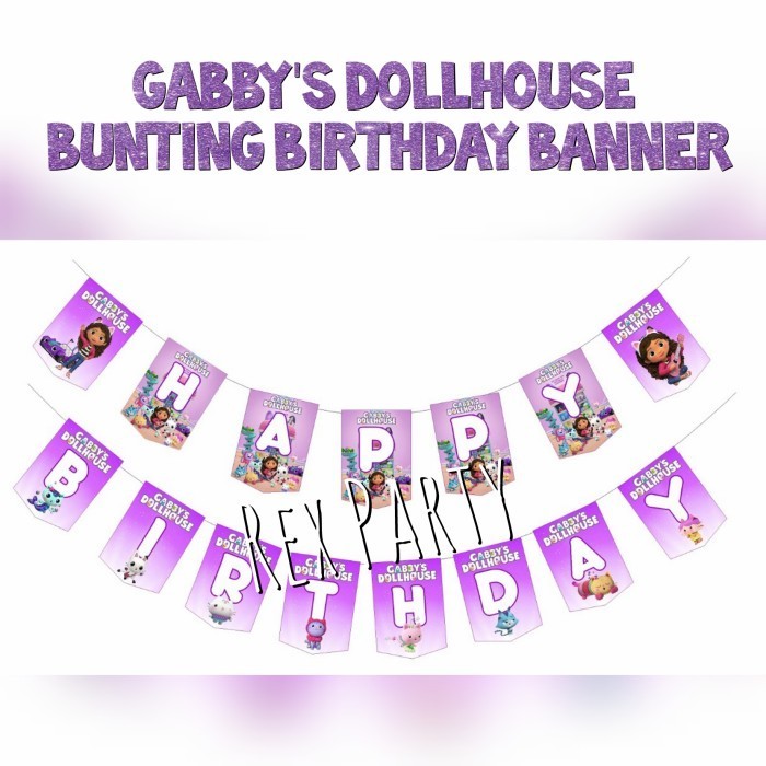 Vincent Banner Gabby's Dollhouse/Gabby Dollhouse Bunting/Birthday Banner Gabby