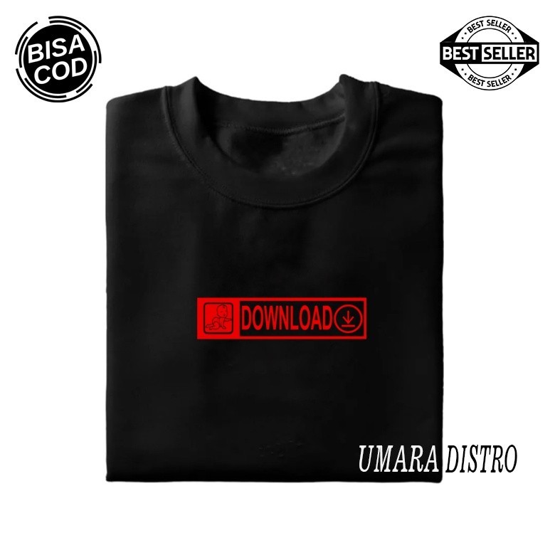 Umara Distro COD Baju Kaos Distro Ank Download Text Merah Premium Quality Lengan Pendek Kaos Tulisan