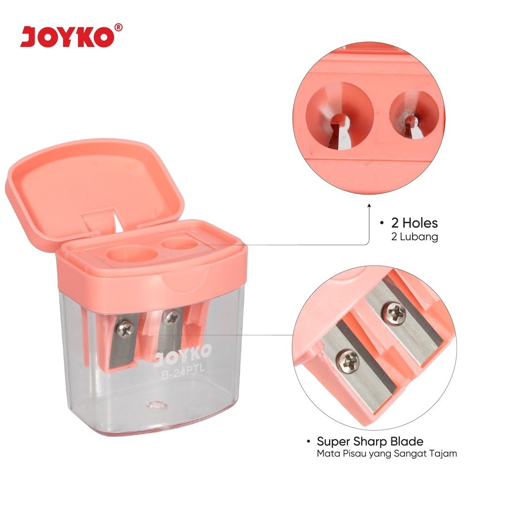 

Joyko Rautan 2 Lubang 1 Pack/12 Pcs / Serutan Penyerut Pinsil Kerokan Pengsil