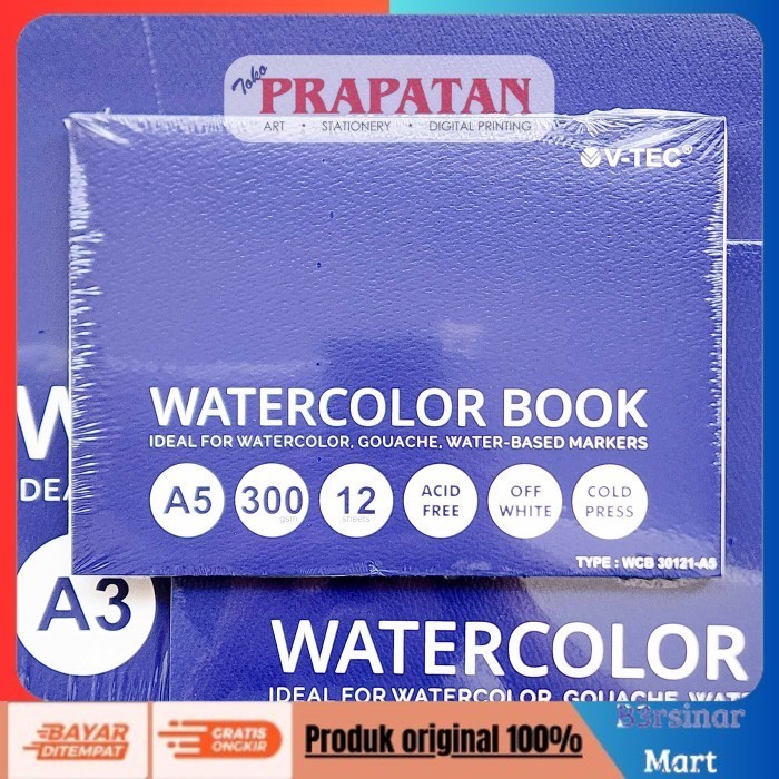 

[KUALITAS TERBAIK] V-TEC Watercolor Book Pad 300gsm | Buku Cat Air - A5